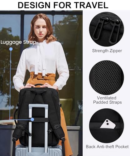 LOVEVOOK Travel Carry on Backpack, Large 40L Personal Item Travel Bag for Men & Women Flight Approved with 3 Packing Cubes, Suitcase Water Resistant Luggage Daypack Business Weekender Bag, Black - color: Black, size: 40L-4Pcs
