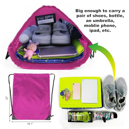 BeeGreen Black Pink Drawstring Backpack Bags Bulk 2 Pack X-Large 22.4" L x 17.5" W Sports Cinch Sack Gym String Bags Machine Washable Heavy Duty String Backpack For Men Women - color: Black Pink