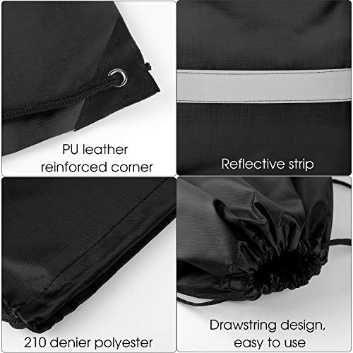 KUUQA 12 Pcs Drawstring Backpack Bag Bulk Reflective Black - color: Black
