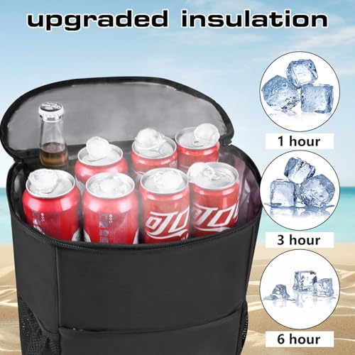 Insulated Cooler Backpack Outdoor - Leak Proof Backpack Cooler 30 Cans, Waterproof Lightweight Cooler Bag for 12h Hot/Cold Retention - Soft Cooler for Travel, Camping, Beach, Lunch - color: All-Black