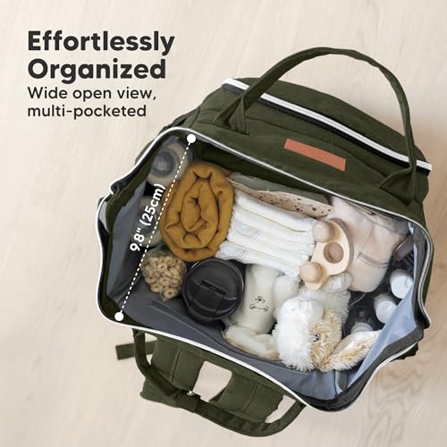 KeaBabies Baby Diaper Bag Backpack - Large Baby Bag for Boys, Girls, Waterproof Multi Function Travel Diaper Backpack with Changing Pad, Durable Travel Essentials for Moms and Dads (Dark Olive) - color: Dark Olive