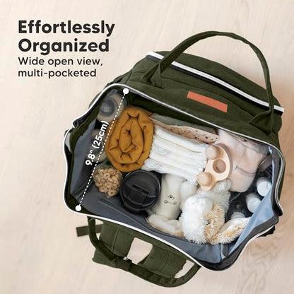 KeaBabies Baby Diaper Bag Backpack - Large Baby Bag for Boys, Girls, Waterproof Multi Function Travel Diaper Backpack with Changing Pad, Durable Travel Essentials for Moms and Dads (Dark Olive) - color: Dark Olive