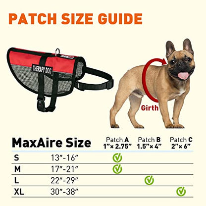 Dogline MaxAire Multi-Purpose Mesh Vest for Dogs and 2 Removable Therapy Dog Patches, Medium, Red - color: Red, size: Girth 17 by 21"