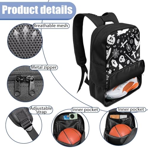 Basketball Backpack With Separate Ball Compartment And Shoes Fit Basketball Volleyball Football - color: Ghost
