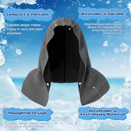 Honoson 20 Pcs12x25 Inch Cooling Hoodie Towel Bulk for Neck and Face 40x12 Inch Quick Dry Sweat Towels Instant Ice Cold Towel for Hot Weather Run Yoga Gym(Dark Gray) - color: Dark Gray