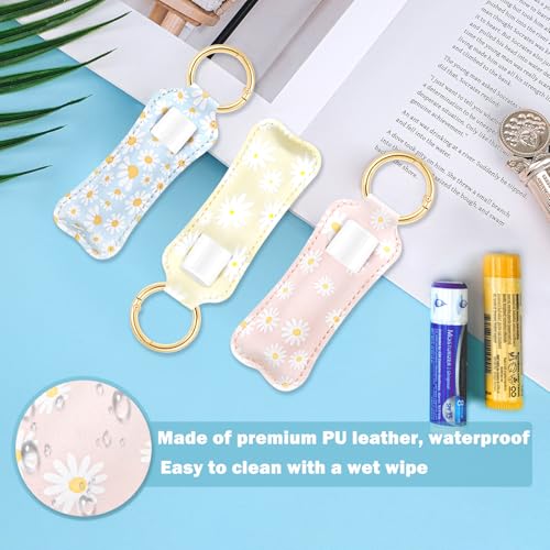 WK IEASON Lip Balm Holder for Chapstick Lipstick Sleeve Keychain,Small Christmas Gifts Stocking Stuffers for Teen Girls Women - color: 3 Pcs Floral Set B