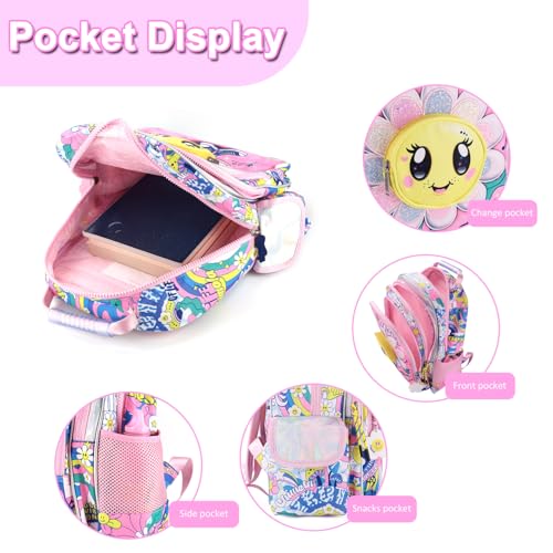 Girls Backpack for Preschool Kindergarten Elementary School,Cute School Backpack for Girls 4-8 Lightweight Kawaii - color: Sunflower