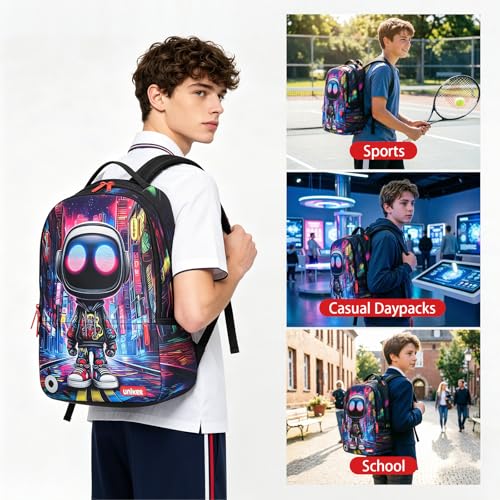 Graffiti Backpack, Designer Laptop Backpack for 15.6 Inch Work,Water Resistant Backpack Computer Bag (CyberBot) - color: Cyberbot