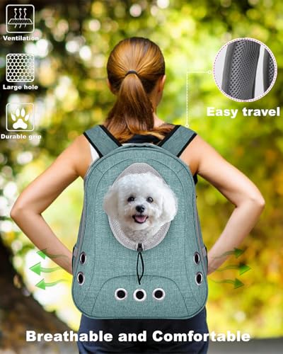 Small Dog Cat Chest Backpack Carrier,Large Space Ventilated Front Facing Backpack Carrier for Puppy,Lightweight Doggy Backpack for Hiking,Camping,Travel,Outdoor,Max 12 lbs(Cyan) - color: Cyan