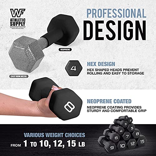 WF Athletic Supply Black Neoprene Dumbbell Set, Non-Slip & Hex Shape, Great for Muscle Toning, Strength Building & Weight Loss; Sizes, Dumbbells Only & w/Rack Options Available - color: j. 32 LB Dumbbells with Rack