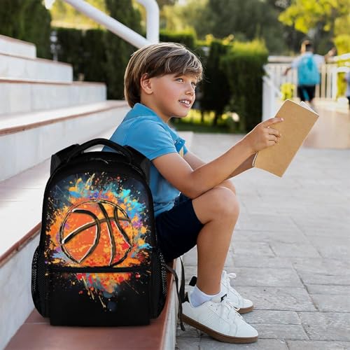 Boys School Backpack Kids Basketball Backpacks Bookbag Back to School Supplies, Black Large Capacity Cool Sport Back Pack for Kindergarten Elementary Middle (17 Inches) - color: Color 1