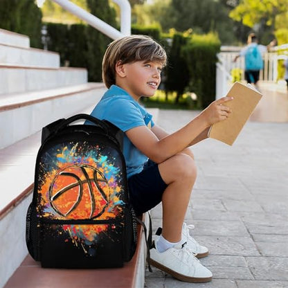 Boys School Backpack Kids Basketball Backpacks Bookbag Back to School Supplies, Black Large Capacity Cool Sport Back Pack for Kindergarten Elementary Middle (17 Inches) - color: Color 1