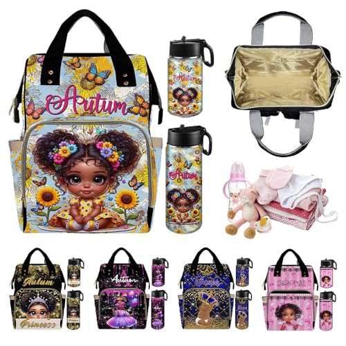 Custom Diaper Bag with Name,Personalized Diaper Bag Backpack &Insulated Water Bottle Mother Gift,Custom Monogram Baby Travel Bag Nursing Diaper Mommy Backpack with Adjustable Shoulder Straps Nappy Bag - color: Design 20