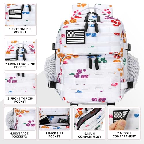 9L Mini Tactical Backpack for Men and Women Tactical Backpack Small for Hiking Small Tactical Bag Fitness Pack - color: Colorful Cat's Paw