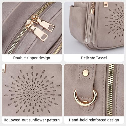 APHISON Small Backpack Purse for Women Cute PU Leather Mini Backpacks Ladies Casual Lightweight Travel Daypack Waterproof - color: 7-gray, size: Small