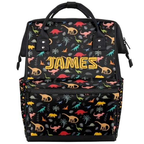 Personalized Baby Diaper-Backpack Waterproof Nappy-Bag Backpack for Mom Dad Baby-Boys Dinosaur-Diaper-Bag with Baby Name - color: Color 14