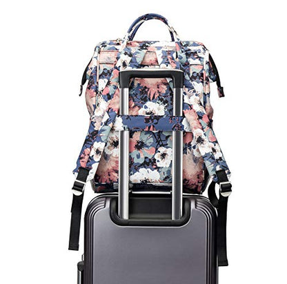 Kinmac Waterproof Laptop Backpack For Laptop Up to 15.6 Inch Men Women Travel Outdoor Backpack (Camellia) - color: Camellia（open Wide）