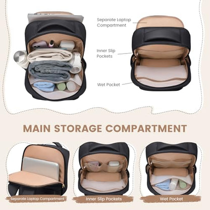 GOLF SUPAGS Lunch Backpack 16 Inch Laptop Backpack with Insulated Cooler Lunch Box Food Bag for College Work Camping Picnics (Black) - color: Black