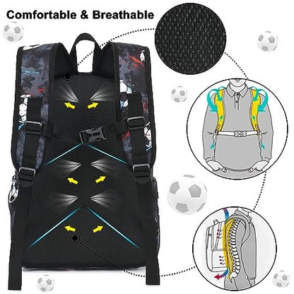 CAMTOP Preschool Backpack for Kids Boys Soccer Backpack Toddler Kindergarten School Bookbags for Age 3-8 - color: Soccer Black