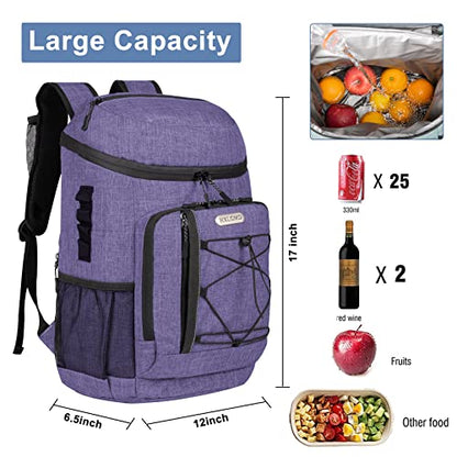 HXLGMD Backpack Coolers Insulated Leak Proof 30 Cans, Soft Sided Insulated Cooler Bags Ice Chest Backpack for Beach Travel Camping, with Reusable Ice Packs - color: Purple
