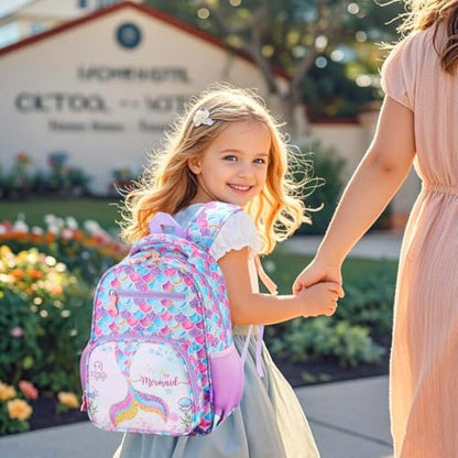 RHCPFOVR Kids Backpack for Girls - Girls Backpack 3-8 Ages Mermaid for Kids 15 Inch School Bookbag for Kindergarten Elementary School Bookbag for Girl 1st 2nd Grade - style: Mermaid