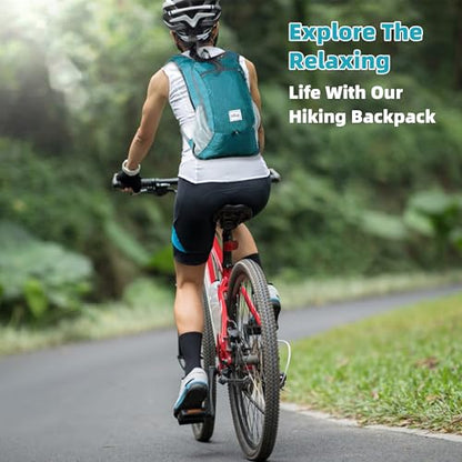 Xgunion Hiking Backpack 10L Small Travel Lightweight Daypack Foldable Hiking Packable Camping Hiking Backpacks for Women Men (Teal Blue) - color: Teal Blue