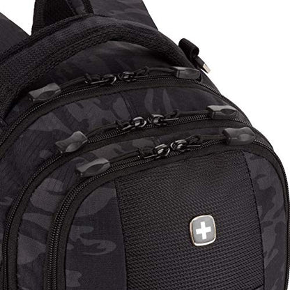 SWISSGEAR Cecil Laptop Backpack, Fits Most 16-Inch Laptops, Three-Compartment Design, Airflow Back Panel, Black, 27.3L, 18-Inch - color: Black Cod/Camo