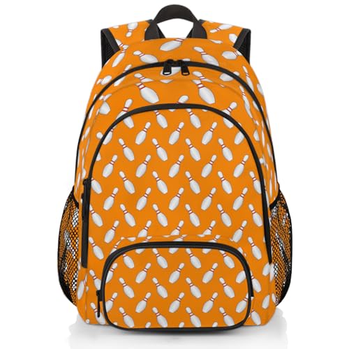 Sport Bowling Ball Laptop Backpack for Women Men, Orange Work Travel Computer Backpacks, 18.3 Inch Large Computer Nurse Teacher Bags Casual Daypack - color: Multicolor 10