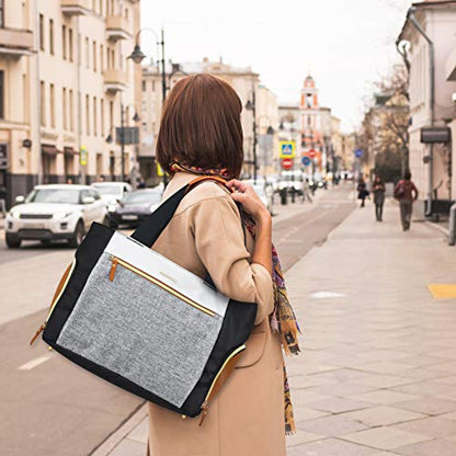 mommore Breast Pump Bag Diaper Tote Bag with 15 Inch Laptop Sleeve Fit Most Breast Pumps Like Medela, Spectra S1,S2, Evenflo - color: Brown