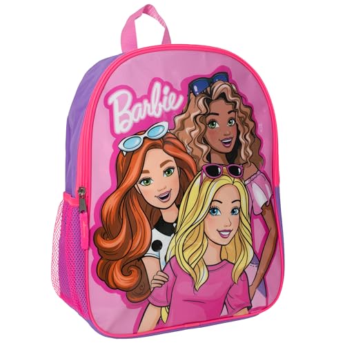 AI ACCESSORY INNOVATIONS Barbie Backpack for Girls, Elementary School Book Bag with Padded Straps, Pink - color: Brabie