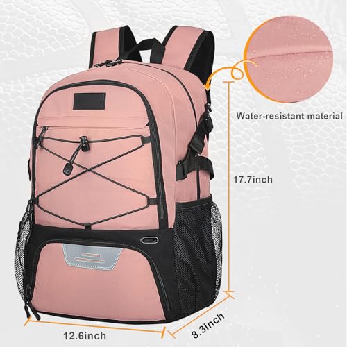 Goloni Soccer Backpack,Basketball Backpack with Ball Compartment & Shoe Compartment,Backpack for Basketball,Soccer - color: Light Pink