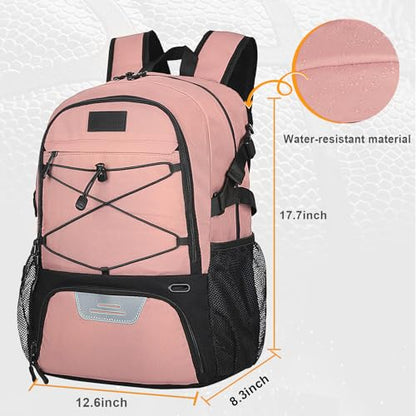 Goloni Soccer Backpack,Basketball Backpack with Ball Compartment & Shoe Compartment,Backpack for Basketball,Soccer - color: Light Pink