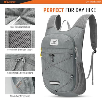 SKYSPER Foldable Hiking Backpack - 10L/15L Small Lightweight Daypack Breathable Travel Backpacks - color: Gray, size: 10 l