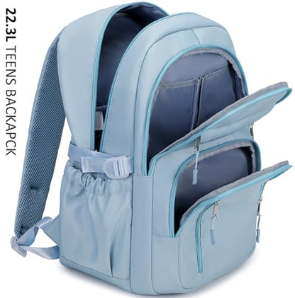 JIANYA Laptop Backpack for College Women Travel Backpack Big Student School Bag, Water Resistant Fits 15.6" Notebook - color: Blue