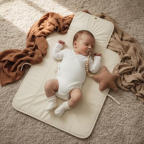 Portable Diaper Changing Pad - Soft and Easy to Clean Diaper Changing Mat for Babies - The Perfect Lightweight and Foldable Pad for Traveling - color: Beige