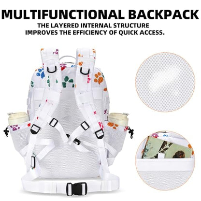 Lovelinks21 25L Tactical Military Backpack Small Travel Rucksack for Men and Women Assault Pack Bug Out Bag Molle Daypack Gym Backpack with Bottle Holder (Cat Paw) - color: Cat Paw