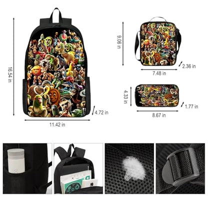 3 in 1 cartoon Pattern, 17'' Large-Capacity Backpack Set With a Fashionable and Personalized Style is Exquisitely Designed and Widely Applicable, Making it an Ideal Choice(Red)