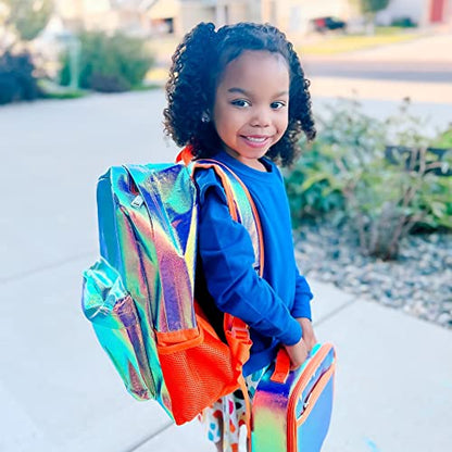 Wildkin 16-inch Kids Backpack – Durable, Padded & Spacious School Bag for Boys & Girls - Orange Shimmer - color: Orange Shimmer