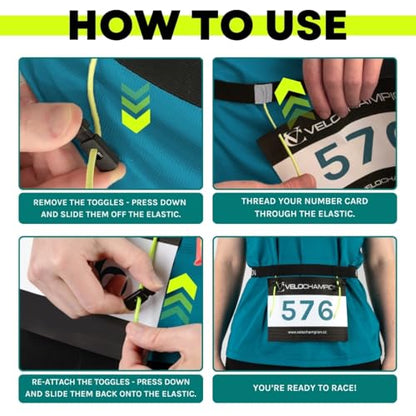 VeloChampion Lightweight Running Belt Waist Pack for Men Women - Elasticated Stretch Fit Race Number Holder - No Pins - 3 Sizes - Run. Triathlon. Cycle. Marathon. Jogging (1, X-Small) - size: X-Small