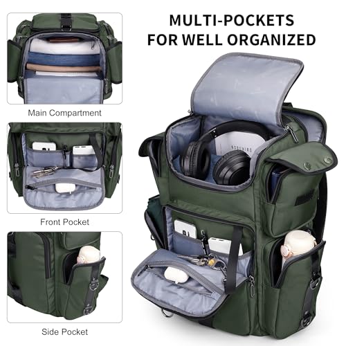 WITZMAN Travel Backpack for Men Carry-on Laptop Backpack Fit 16 Inch Airline Approved for Traveling,Casual,Commuting(B744 Army Green) - color: Army Green
