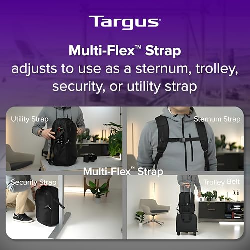 Targus 15-16” Work+ EcoSmart Backpack – Detachable Tech Organizer, Lockable Zippers, Recycled Materials, 23L Capacity, Water Bottle Pocket, Anti-Theft Design - TBB657GL