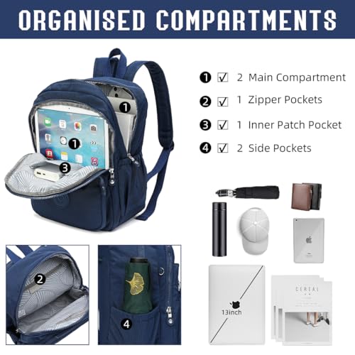 Hiking Waterproof 13" Laptop Backpack Purse for Women and Men,Travel Backpack - color: Dark Blue