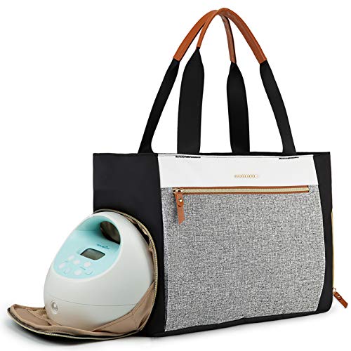 mommore Breast Pump Bag Diaper Tote Bag with 15 Inch Laptop Sleeve Fit Most Breast Pumps Like Medela, Spectra S1,S2, Evenflo - color: Brown