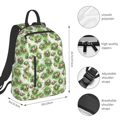 Anti Scratch Polyester Backpack Cute Sloth Leaf, Smooth Surface Multipurpose Travel Pack for All Weather Daily Use Unisex - color: Picture (1424)