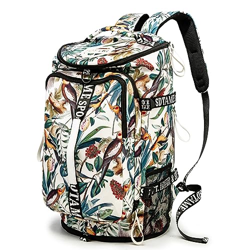 Gym Duffle Bag Backpack with Shoe Compartment,4 ways Travel Backpack for Women and Men,Multi-Functional Weekender bag with Waterproof Layer&Laptop Compartment for Fitness, Travel,Camping - color: Yellow