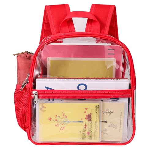 USPECLARE Clear Backpack for Stadium Approved 12×6×12, Water proof Clear Bag for Stadium Events and Concert Work Sport Event - color: Red, style: Small