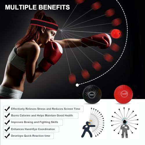 Dermasy® Upgraded Boxing Reflex Ball, Boxing Training Ball with Headband Perfect for Reaction, Punching Speed, Fight Skill, Fitness, Newst Boxing Equipment - style: 2 balls