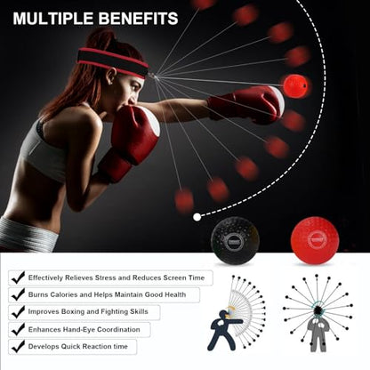 Dermasy® Upgraded Boxing Reflex Ball, Boxing Training Ball with Headband Perfect for Reaction, Punching Speed, Fight Skill, Fitness, Newst Boxing Equipment - style: 2 balls