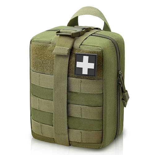 1000D Molle Ifak Pouch Rip Away, Tactical Tear Away Medical Pouch Empty, Military First Aid Pouch Bag Only for Camping Hiking Travel - color: Army Green