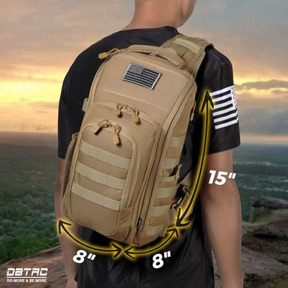 DBTAC Tactical Personal Defense EDC Bags & Packs | 10L Military Shoulder Backpack with Sling for Concealed Carry, Range, Travel, Hiking, Outdoor Sports (Brown) - color: Brown